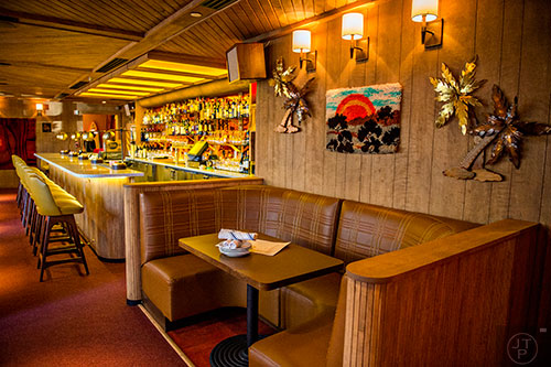 Photo: Jonathan Phillips Whereas the upstairs at BeetleCat is yacht themed, downstairs has a markedly surfer den feel. The lounge area and bar downstairs.